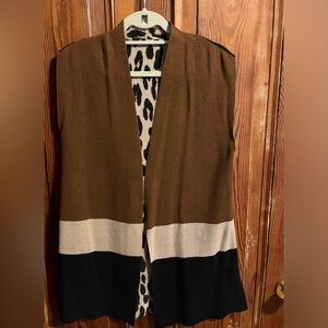 Chico’s brown tan black open reversible cardigan size medium